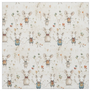 Mousey Whimsy Mice Cartoon Kids Fabric