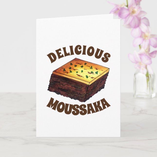 Moussaka Greek Mediterranean Food Eggplant Potato Card (Orchid)
