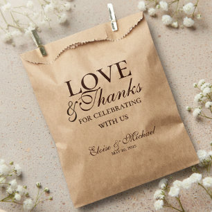 Mousse Brown “Love and Thanks” Wedding Favour Bags