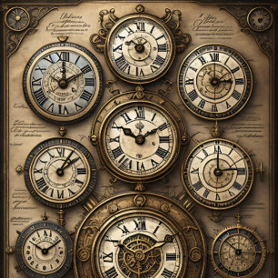 Mousseline Clocks and map Tissue paper Decoupage