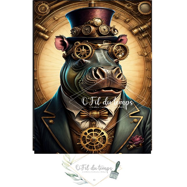 Mousseline Hippopotamus Steampunk Hat Tissue paper (Creator Uploaded)