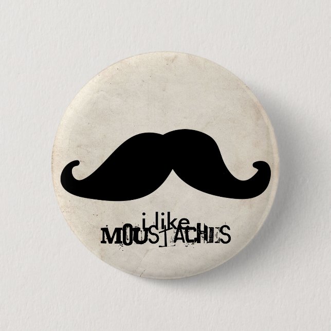 Moustache 6 Cm Round Badge (Front)