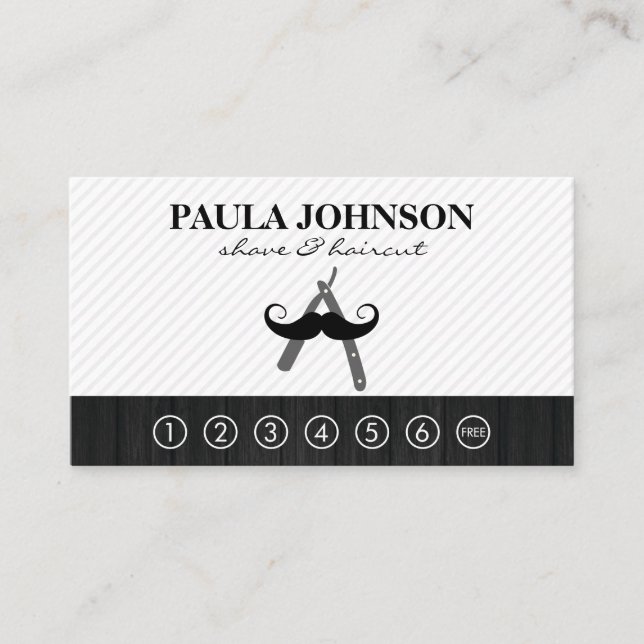 Moustache and Barber Blade Punch Card (Front)