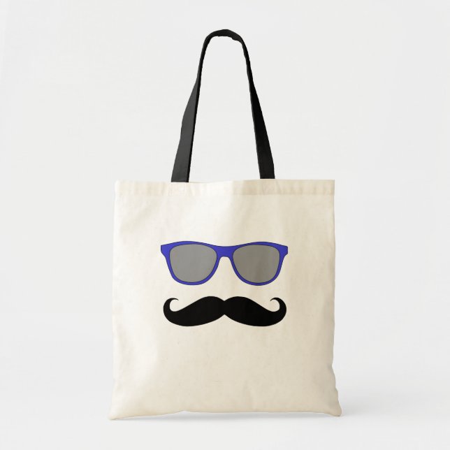 Moustache and Blue Sunglasses Humour Tote Bag (Front)