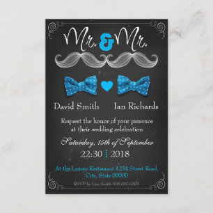 Moustache and bow for Mr and Mr Invitation