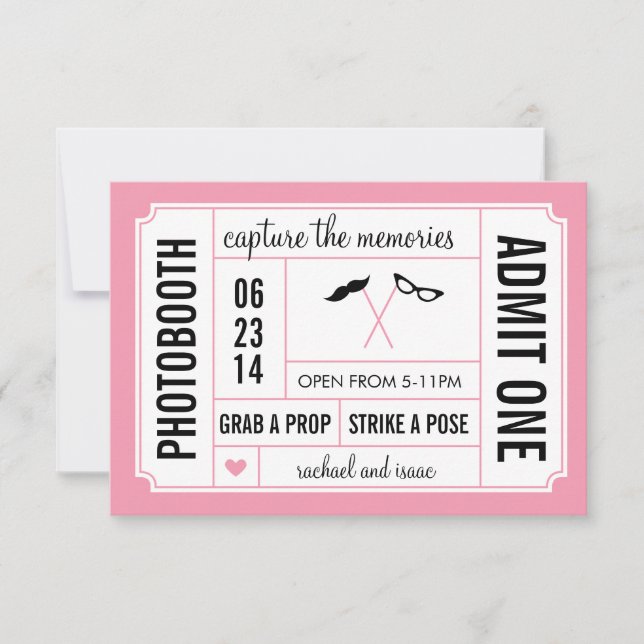 Moustache and Glasses Props Photobooth Ticket (Front)