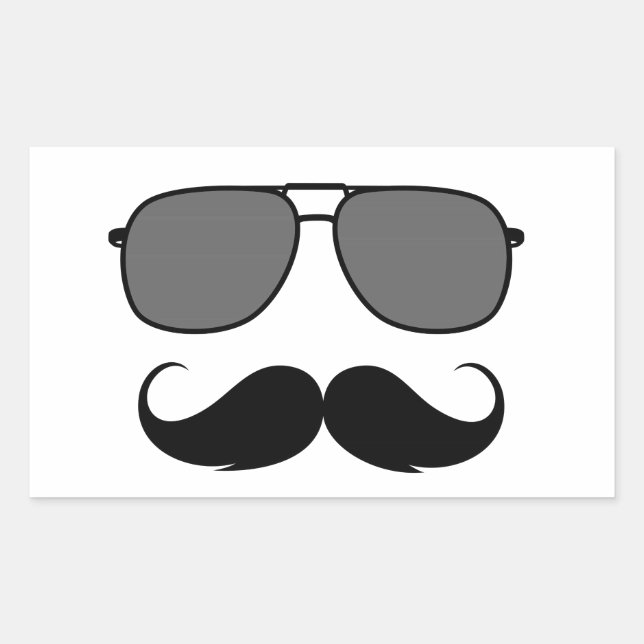 moustache and glasses rectangular sticker (Front)