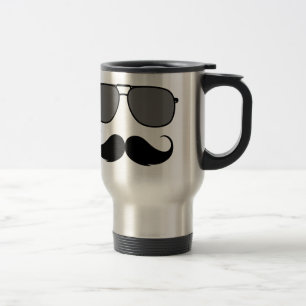 moustache and glasses travel mug