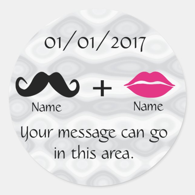 Moustache and Lips CustomizeABLEs Classic Round Sticker (Front)