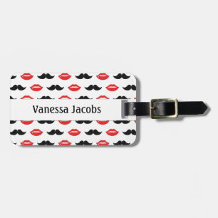 Moustache and Lips His & Hers Pattern Luggage Tag