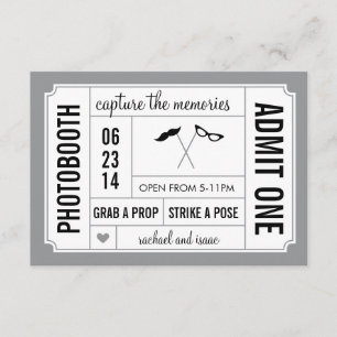 Moustache and Lips Props Photobooth Ticket Invitation