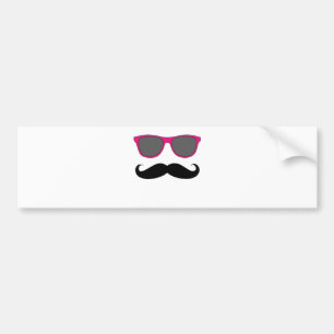 Moustache and Pink Sunglasses Humour Bumper Sticker
