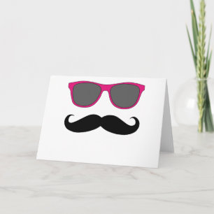 Moustache and Pink Sunglasses Humour Card
