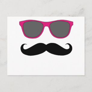 Moustache and Pink Sunglasses Humour Postcard