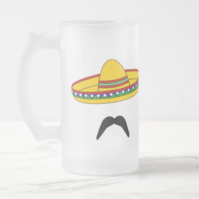 Moustache and Sombrero Cinco de Mayo Beer Mug (Left)