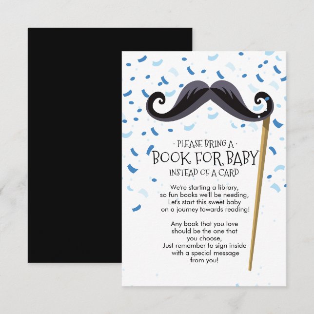 Moustache Baby Shower Book for Baby Card (Front/Back)