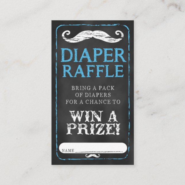 Moustache Baby Shower Diaper Raffle Ticket Baby Enclosure Card (Front)