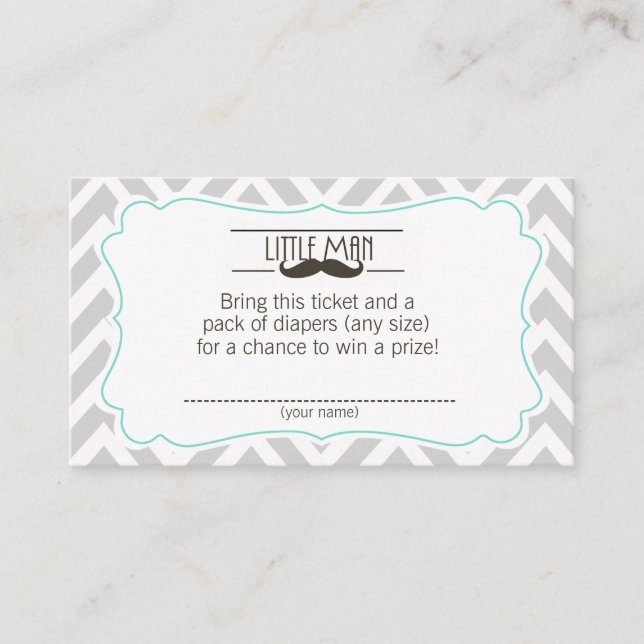Moustache Baby Shower Diaper Raffle ticket Enclosure Card (Front)