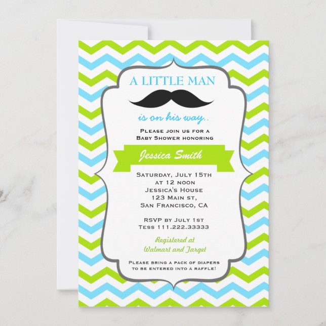 Moustache Baby Shower Invitation (Front)