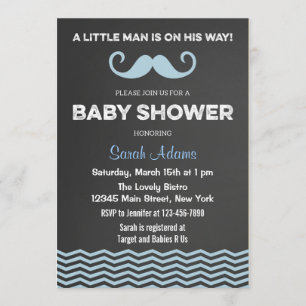 Moustache Baby Shower Invitation Chalkboard