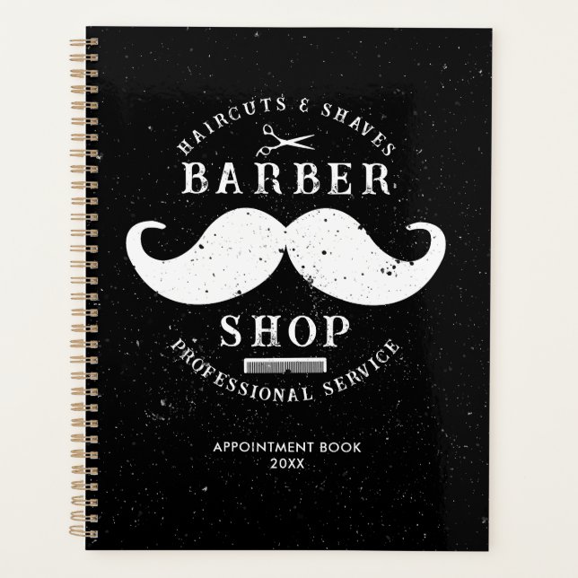 Moustache Barber Shop Hairstylist Appointment Planner (Front)