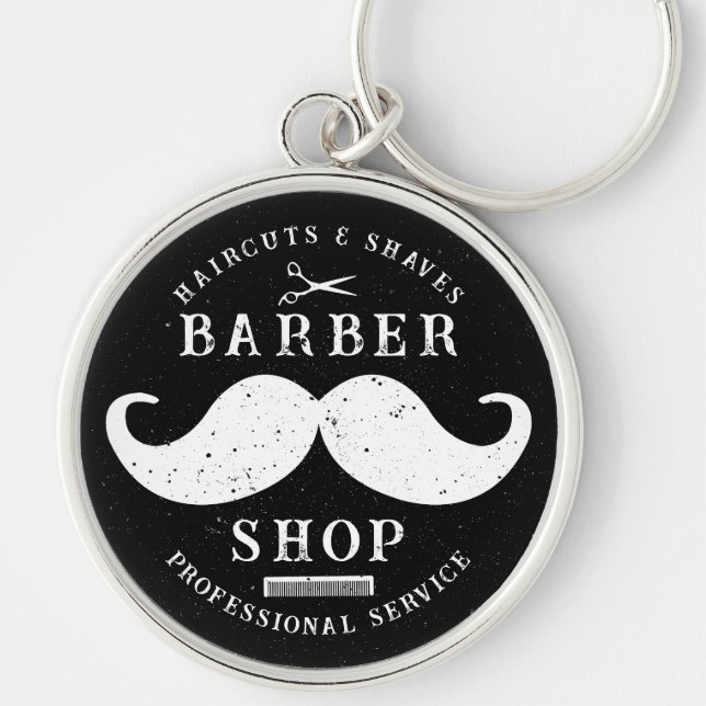 Moustache Barber Shop Modern Hairstylist Barbersho Key Ring (Front)
