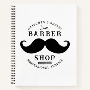 Moustache Barber Shop Modern Hairstylist Barbersho Notebook