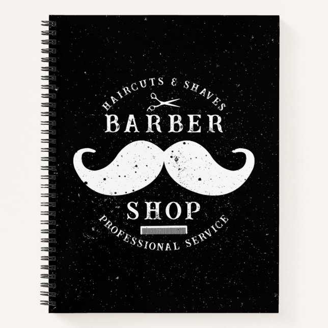 Moustache Barber Shop Modern Hairstylist Barbersho Notebook (Front)