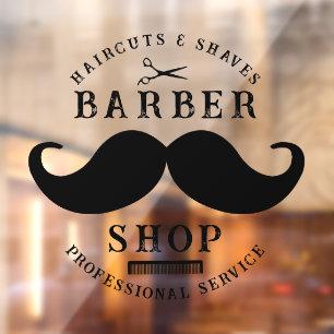 Moustache Barber Shop Modern Hairstylist Barbersho Window Cling