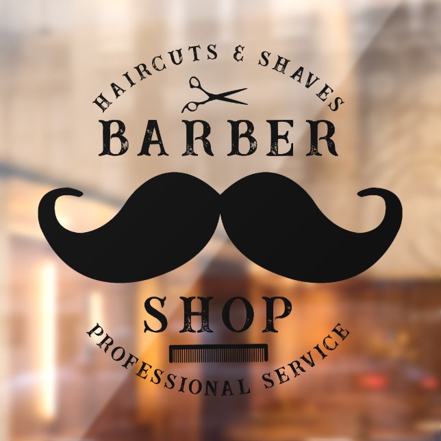 Moustache Barber Shop Modern Hairstylist Barbersho Window Cling (Sheet 2)