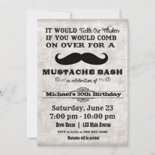 Moustache Bash Birthday Party Invitation