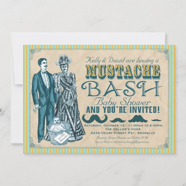 Moustache Bash Couples Baby Shower Invitation (Front)