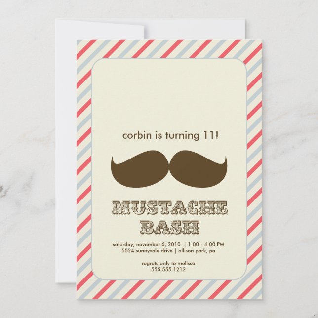 moustache bash invitation (Front)