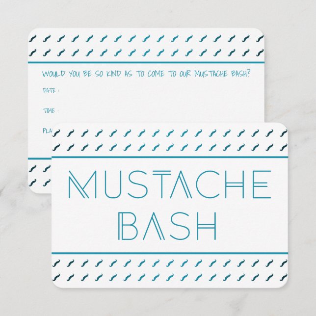 Moustache Bash Metro Invitation (Front/Back)