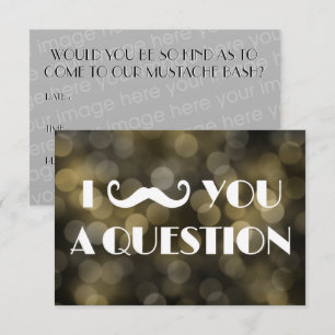 Moustache Bash Question Bokeh Lights Invitations