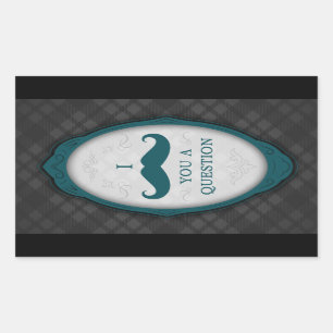 Moustache Bash Question Elegant Frame Invitations Rectangular Sticker