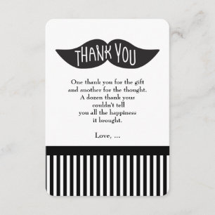 Moustache Bash Striped Modern Thank You Card