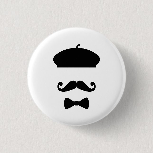 Moustache & Beret Pictogram Button (Front)