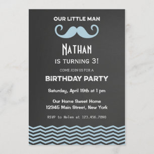 Moustache Birthday Invitation Chalkboard