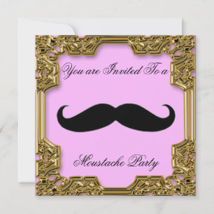 Moustache Birthday Party Invitation Pink