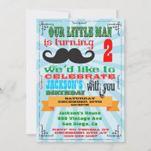 Moustache Birthday Party Invitations