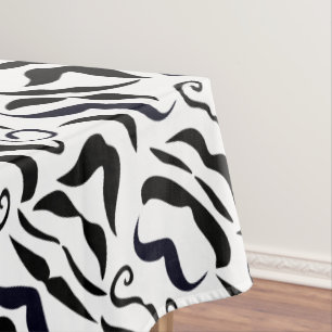 Moustache Black and White Any Colour Background Tablecloth