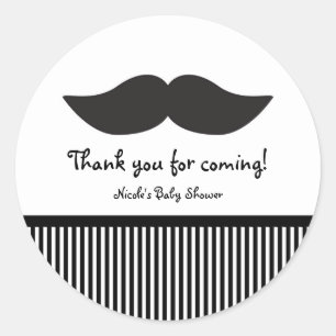Moustache Black & White Modern Party Stickers