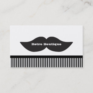 Moustache Black & White Stripes Retro Business Car Business Card