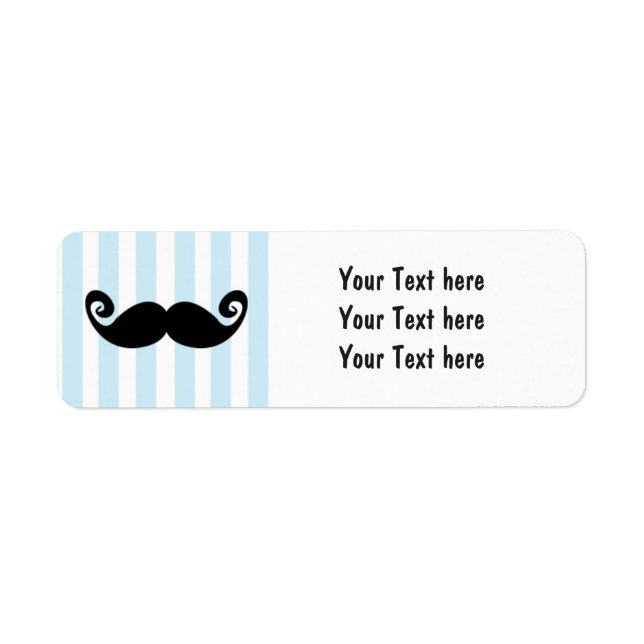 Moustache blue Striped Birthday Party Labels (Front)