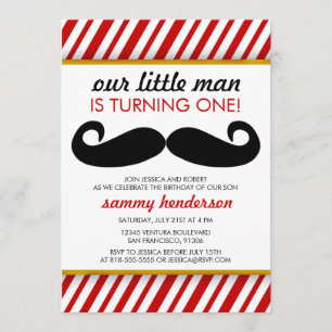 Moustache Boy Birthday Invitation