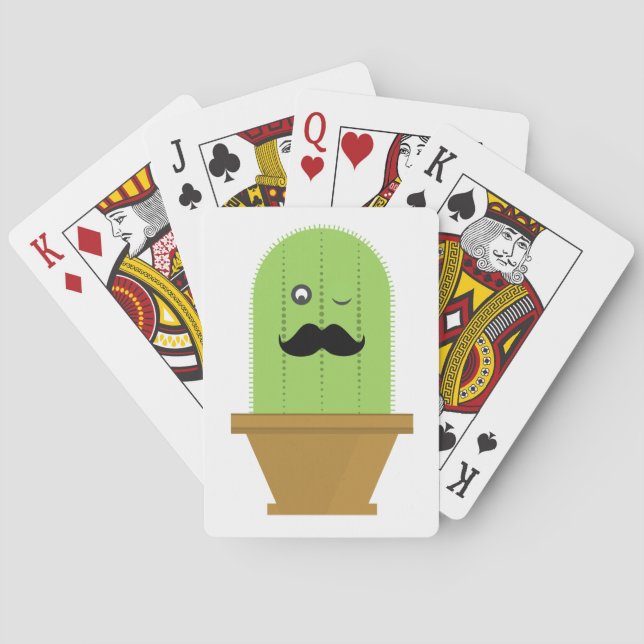 Moustache Cactus Playing Cards (Back)