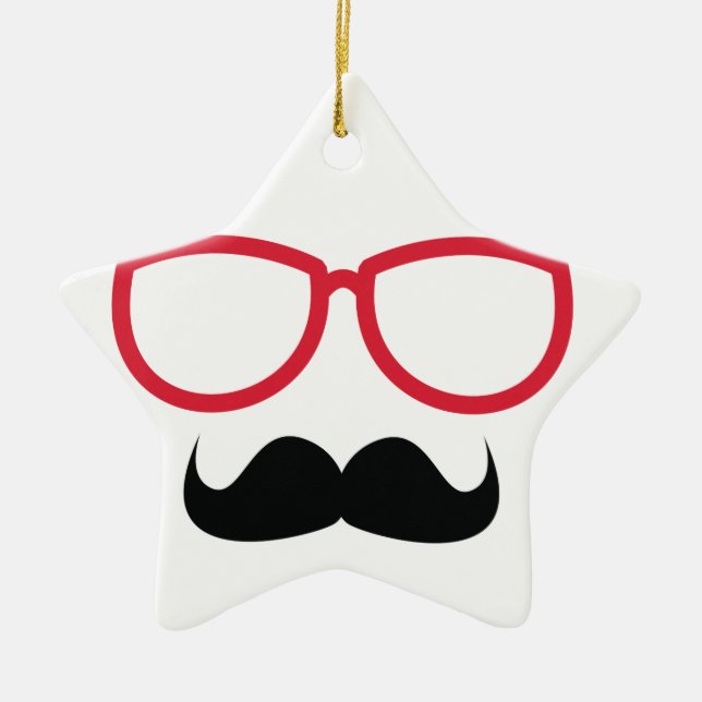 Moustache Ceramic Tree Decoration (Front)