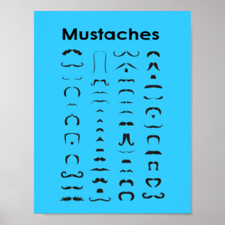 Moustache Chart Poster Funny Gift