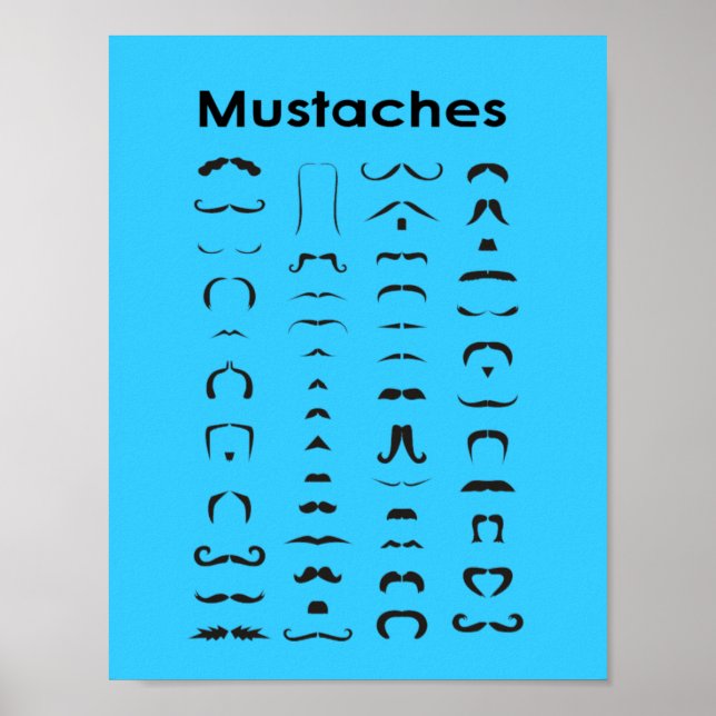 Moustache Chart Poster  Funny Gift (Front)